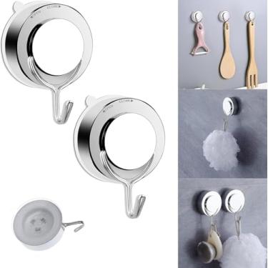 Imagem de Ganchos de ventosa torcidos cromados com ganchos de metal, resistentes, removíveis, reutilizáveis para cozinha, banheiro, chuveiro, guirlandas de vidro, 2 peças, prata