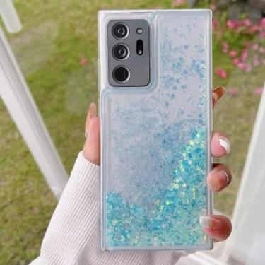 Imagem de Capa de TPU transparente com glitter e areia movediça luminosa para Samsung Galaxy S24 S23 S25 Ultra S22 Plus S21 S20 Fe A54 A55 A34 A15 A53 A52 (para Samsung A15 5G/Azul)