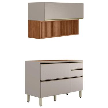 Imagem de Balcao Pia e Armario Aereo 120 cm Ripado Proenca Demartez