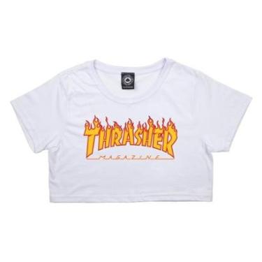 Imagem de Camiseta Thrasher Flame Logo Crop Girl-Unissex