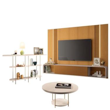 Imagem de Home Suspenso Empire Cinamomo Off White E Aparador Infinity E Mesa De Centro Sky Off White- Hb Móveis