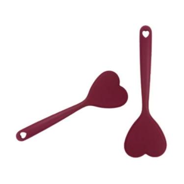 Imagem de Colher de Silicone Formato de Coração 32cm Grande Resistente Vai a Lav