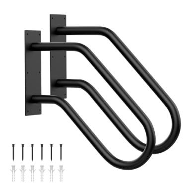 Imagem de Aduanbang Corrimão de montagem na parede, barra antiderrapante em forma de U, metal revestido com pó resistente para 1-2 degraus, uso interno/externo, grade de escada de jardim para varanda de garagem