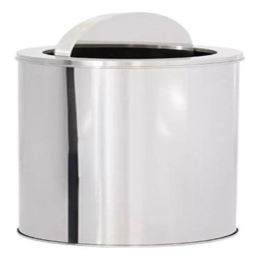 Imagem de Lixeira Inox Basculante 20 Litros Grande Cesto Lixo Vai Vem Aço Prateada Escritorio Cozinha Banheiro