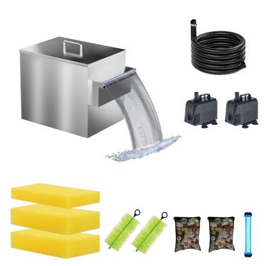 Imagem de Carefree Fish Caixa de filtro Koi Pond, aço inoxidável, jardim, água, cachoeira, filtragem, equipamento de cavalo, sistema de filtro de piscina com bomba de água (patente nº: US D1067273S)