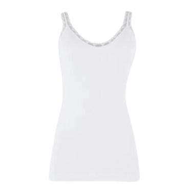Imagem de Blusa Lupo Feminina Com Renda Regata Loba Sem Costura, G, Branco