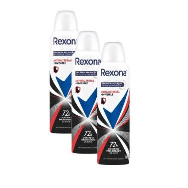 Imagem de Kit 3 Desodorante Antitranspirante Rexona Antibacterial + Invisible Ae