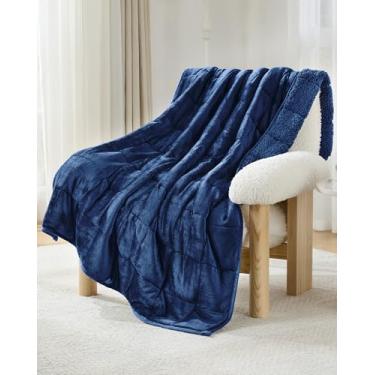 Imagem de Cobertor pesado ultramacio de 6,8 kg para adultos, lã de ovelha de pelúcia reversível com peso confortável para relaxamento e noites aconchegantes, segurança tipo abraço, distribuído uniformemente, L