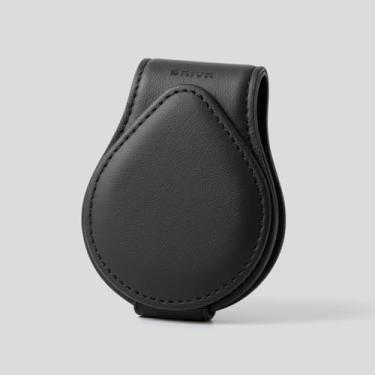 Imagem de Porta Óculos para Carro Suporte Veicular de Para-sol em Couro e Metal com Clip Magnético Prático DRIVR (Preto)