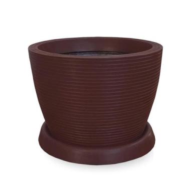 Imagem de Vaso De Planta + Prato Decorativo R 30X40 Marrom Chocolate - Foster Pl