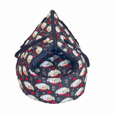 Imagem de Bolsa Pet 2 em 1 Impermeável, Cama Iglu para Animais, Microfibra e Gorgurinho, 41x43x33cm, Suporta até 10kg (Preto)
