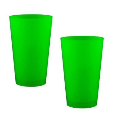 Imagem de Kit 2 Copos Cancun Verde Neon 320Ml Plástico Premium - Bb Store