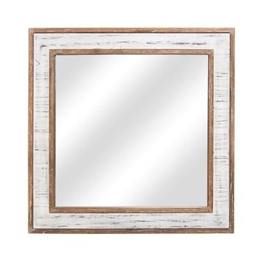 Imagem de Espelho decorativo quadrado 81 x 81 cm espelho de parede de ferro branco antigo designer decorativo espelho de parede, espelho decorativo