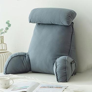Imagem de Travesseiro premium grande para leitura e TV, almofadas de encosto multifuncionais para sofá e cabeceira almofada de encosto almofada de apoio para as costas com descanso de braço para leitura e