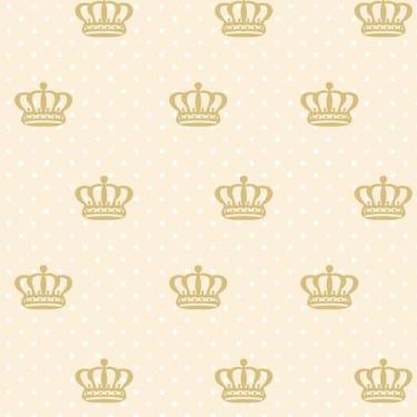 Imagem de Papel De Parede Poa Coroa E Circulos Branco Autocolante Sala - LRP