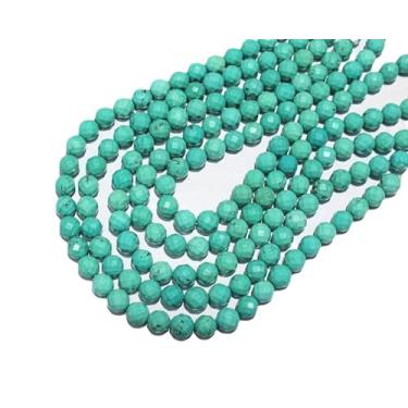 Imagem de Lady Works Fio de pedra natural howlita turquesa de 33 cm, contas facetadas redondas de 9,5 mm para fazer joias DIY | Beads_04768