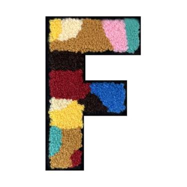 Imagem de 1 PÇ Patch de letra de chenille de ferro de camuflagem de 11,4 cm – Remendos do alfabeto para roupas, jaquetas, mochilas, chapéus para decoração personalizada, nome personalizado e artesanato. (F)