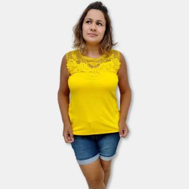 Imagem de Blusa Regata Renda No Decote Malha Viscolycra - Sarat Moda Indiana, Am