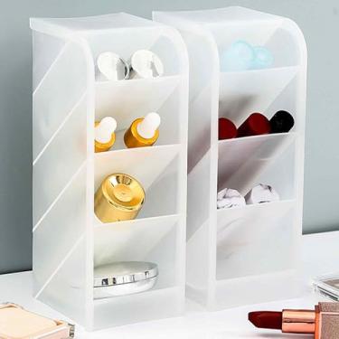 Imagem de Organizador de mesa transparente de 4 camadas para lápis, pincéis de maquiagem, suporte de acrílico fosco inclinado para batom, para papelaria, escritório e suprimentos de beleza