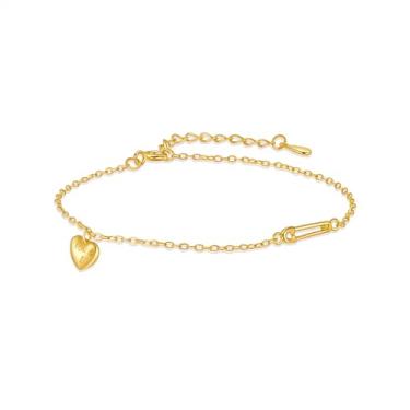 Imagem de Pulseira de prata S925 para mulheres com ouro You&I em forma de coração, estilo moderno e simples do Instagram, adequada para uso diário feminino, festas, Dia dos Namorados, presentes de aniversário