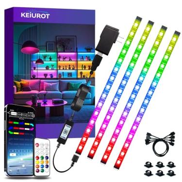 Imagem de Keiurot Fita De Led 4 Pré-Cortadas Rgb Com Aplicativo E Controle Remoto, Fita De Luz Multicolorida Com Sincronização Musical Para Armários, Prateleiras, Armários, Luz De Fundo De Tv, Cozinha E Quart