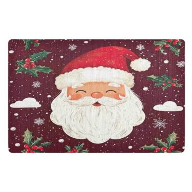 Imagem de SEHANY Tapete de porta de inverno Papai Noel Natal para todos os climas, impermeável, secagem rápida, bem-vindo, tapete de entrada antiderrapante, tapete decorativo de poliéster para entrada, varanda