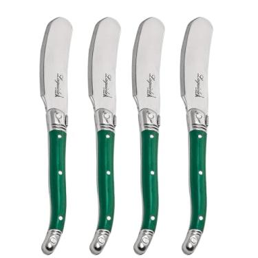 Imagem de Jogo De Facas Manteiga Inox Laguiole Bandeja Luxo 4 Peças Verde