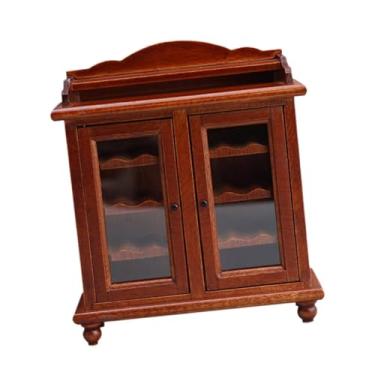 Imagem de Almencla Armário em miniatura para casa de bonecas, escala 1:12, vitrine organizadora de madeira, expositor para vinhos, acessórios para dioramas.