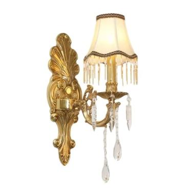 Imagem de Luminária de parede francesa estilo europeu, toda em cobre e cristal, ideal para cabeceira de quarto, sala de estar rústica, sala de jantar, hotel, corredor criativo e escada (uma lâmpada).