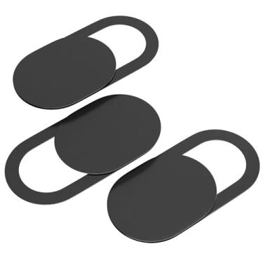Imagem de Capa deslizante para câmera de laptop [pacote com 3] Capa de webcam oval ultrafina de 0,69 x 0,91 cm com capa/pano de limpeza, compatível com MacBook, laptop, PC, iMac, iPad, iPhone, 0,1 cm, protege a