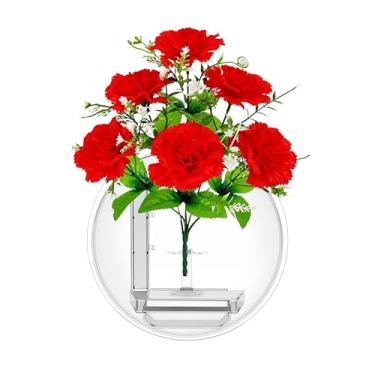 Imagem de Vaso de parede transparente para plantador de flores artificiais, compartimento para exibição de artesanato para quarto, sala de estar, escritório, cafeteria, decoração