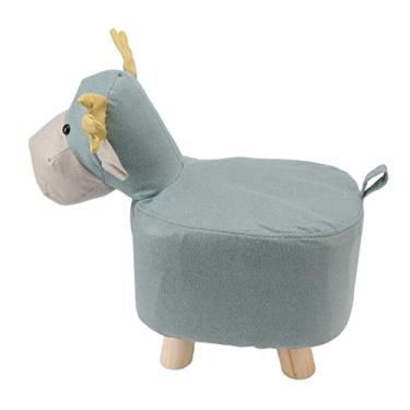 Imagem de Eujgoov Passos de Animais de Girafa Fofos Moldam Banquinhos Estofados para Crianças Com Berçário Com Pernas de Madeira Descansar Debaixo da Mesa, Tampa Lavável Macia, Evitar Deslizamentos, Móveis
