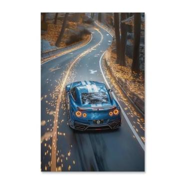 Imagem de HouLaiZhe Rush R35 Jdm Cartazes de carro esportivo lona parede estética decoração de sala de parede impressões galeria sala decoração de parede para quarto sala de estar escritório 11 x 17 polegadas