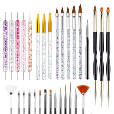Imagem de Conjunto de pincéis de arte de unhas de 31 peças, ferramentas de detalhes para designs e padrões de esmalte.
