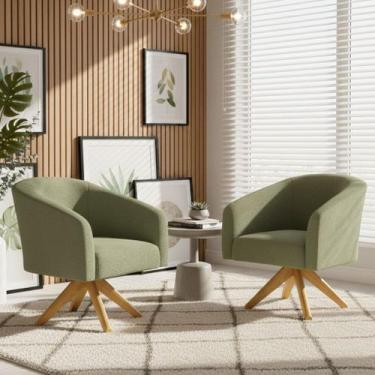 Imagem de Poltrona Sala Decorativa Kit 2 Stella Base Giratória MA30 Bouclê D03 -