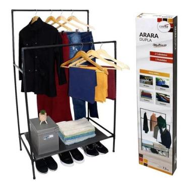 Imagem de Arara dupla desmontável multiuso cabideiro sapateira reguláv - Útil Fe