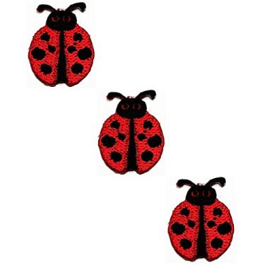 Imagem de HHO Conjunto de 3 peças. Mini joaninha vermelha fofa inseto adesivos de joaninha desenho animado infantil borboleta ferro na costura patch jaqueta camiseta patch patch costurar ferro em bordado