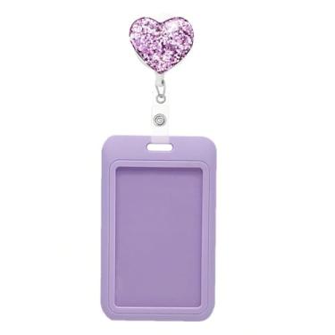 Imagem de Carretel retrátil de crachá de enfermeira de coração fofo com suporte de crachá de identidade, suporte engraçado para chaveiros, ótimos presentes para mulheres, funcionários, trabalhadores