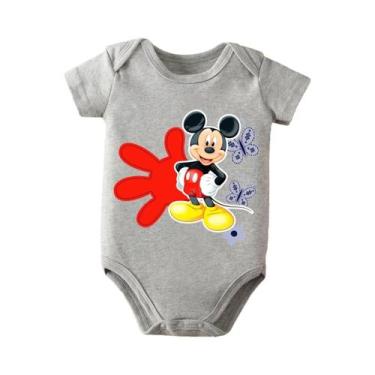 Imagem de Macacão De Bebê Mickey Mouse 100% Algodão Para Recém-Nascidos De 0 a 1