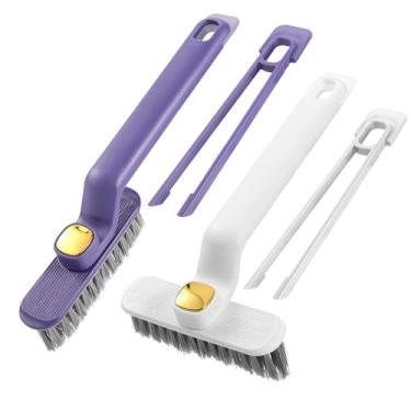 Imagem de 2 peças de escova rotativa multifuncional de limpeza de fendas, escova de limpeza de lacuna de 360 graus, ferramenta de limpeza de cerdas rígidas rotativas para cantos, portas, janelas, banheiros