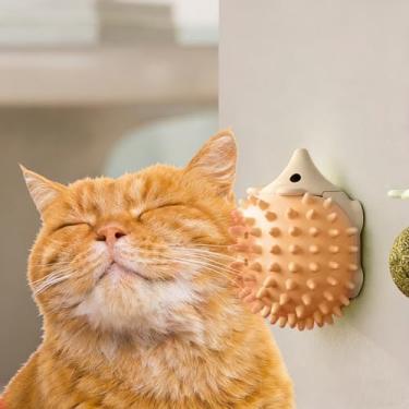 Imagem de Escova para gatos com bola de erva-dos-gatos - almofada de silicone para cuidados internos