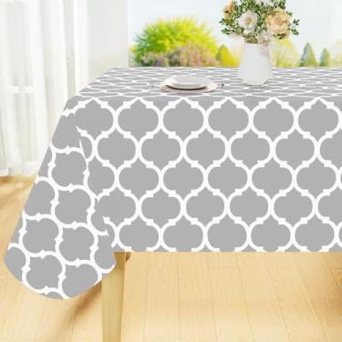 Imagem de Smiry Toalha de mesa retangular, toalhas de mesa de vinil à prova d'água com forro de flanela para mesas retangulares, toalha de mesa de plástico à prova de derramamento para jantar, acampamento