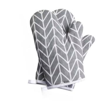 Imagem de Luvas Para Forno, Mistura de AlgodãO e Linho, Resistentes Ao Calor, Um Item DoméStico Essencial Para a Cozinha.(CINZA -1 PAR)