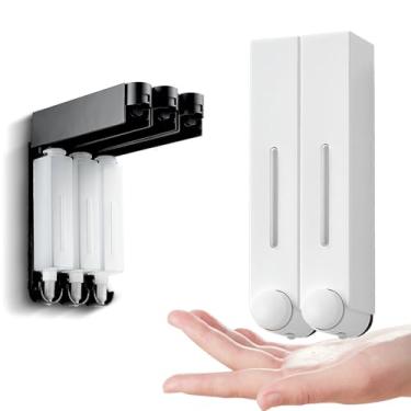 Imagem de 2-Pack 420ML Dispenser de Sabonete Manual Montado na Parede ABS à Prova Vazamentos Instalação Sem Furaduras Bomba Silicone Grande Capacidade Fácil Lim