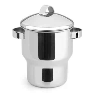 Imagem de Cuscuzeira Panela Para Cuscuz De Aço Inox 1,3 Litros Funciona Em Fogão