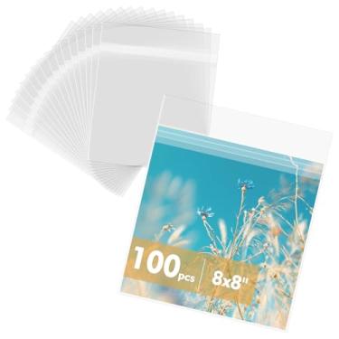 Imagem de Mat Board Center Sacos de armazenamento com mangas cristalinas de 20 x 20 cm, pacote com 100 sacos de celofane autovedantes para impressões de embalagens e fotos