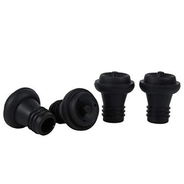 Imagem de Mingzhe Rolhas de Silicone Reutilizáveis ​​para Garrafas de Vinho, Conjunto Preto 4 Tampões Seladores Bomba Vácuo