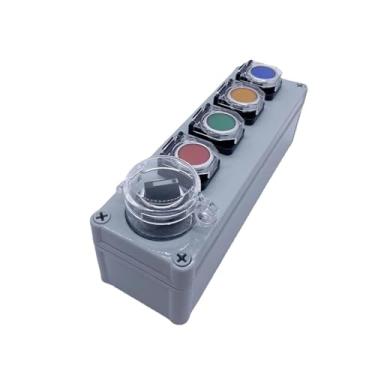 Imagem de TPUOTI Caixa de controle de interruptor rotativo 5P com cinco posições à prova d'água com tampa Reset Momentary Start Stop SEM invólucro de plástico NC