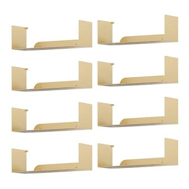 Imagem de Organizador de brinquedos Prateleira flutuante de metal, estante em forma de U, prateleira de armazenamento montada na parede para banheiro, quarto, cozinha, uso único/múltiplo, instalação perfurada