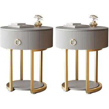 Imagem de UWEREBFM Mesa lateral baú de cabeceira estreita redonda mesa de cabeceira moderna armário de cabeceira mesa de cabeceira com gaveta metal clássico glamour mesa de cabeceira móveis de cabeceira para